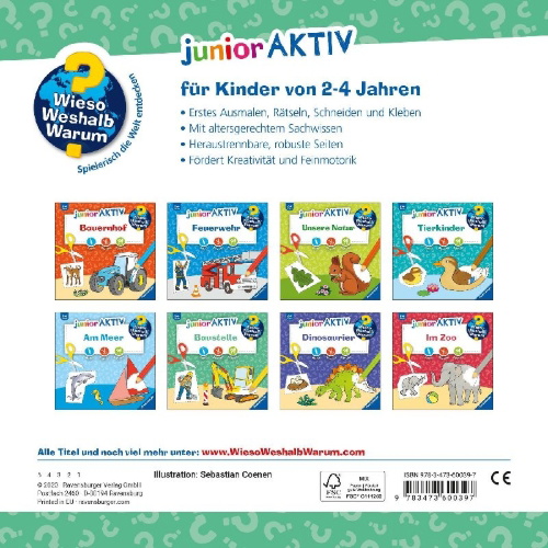 Buchcover und Innenansicht für das Buch: Wieso? Weshalb? Warum? junior AKTIV - Baustelle