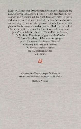 Buchcover und Innenansicht für das Buch: LA FILOSOFIA DELLA MODA