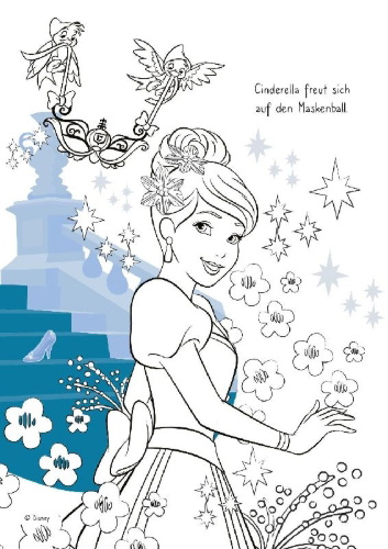 Buchcover und Innenansicht für das Buch: Disney Prinzessin: Zauberhafter Malblock