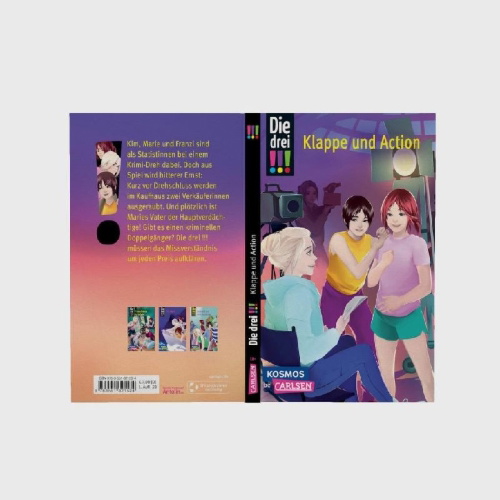 Buchcover und Innenansicht für das Buch: Die drei !!!: Klappe und Action