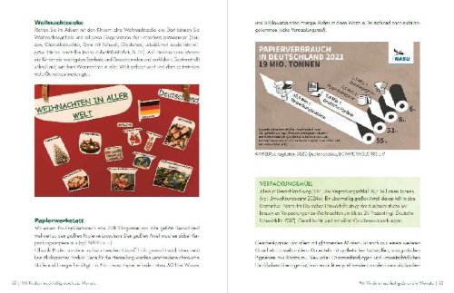 Buchcover und Innenansicht für das Buch: Nachhaltig mit Kindern durch das Jahr