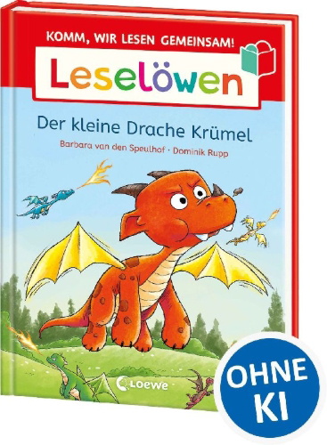 Buchcover und Innenansicht für das Buch: Leselöwen - Komm, wir lesen gemeinsam! - Der kleine Drache Krümel