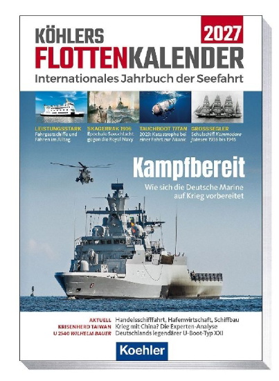 Buchcover und Innenansicht für das Buch: Köhlers FlottenKalender 2027