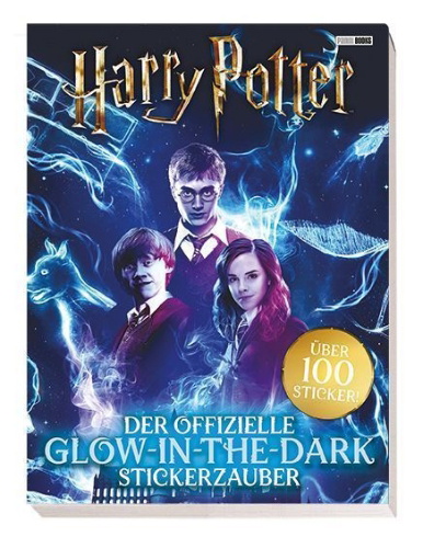 Buchcover und Innenansicht für das Buch: Harry Potter: Der offizielle Glow-in-the-Dark-Stickerzauber