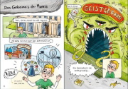 Buchcover und Innenansicht für das Buch: Leselöwen Comics 2. Klasse - Oh Schreck, die Mumie ist weg!