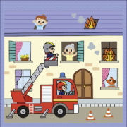 Buchcover und Innenansicht für das Buch: Mes dessins magiques - Les Pompiers