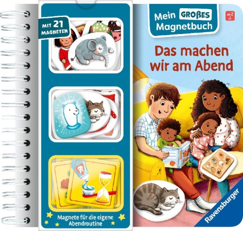 Buchcover und Innenansicht für das Buch: Mein großes Magnetbuch - Das machen wir am Abend