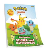 Buchcover und Innenansicht für das Buch: Pokémon Junior: Mein großer Sticker- und Rätselspaß