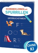 Buchcover und Innenansicht für das Buch: Schreiben lernen mit Spurrillen - Großbuchstaben