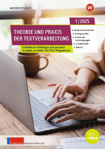 Buchcover und Innenansicht für das Buch: Theorie und Praxis der Textverarbeitung. Ausgabe Februar 1/2025
