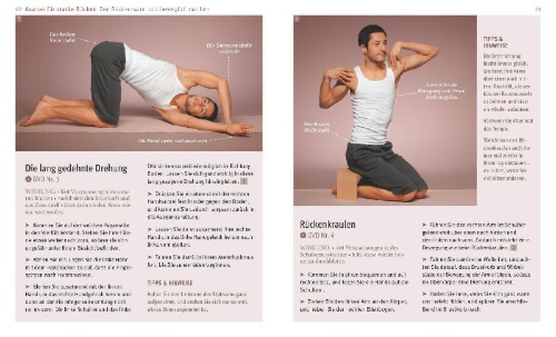 Buchcover und Innenansicht für das Buch: Yoga für den Rücken (mit DVD)