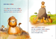 Buchcover und Innenansicht für das Buch: Leselöwen 1. Klasse - Ein Löwe findet Freunde (Großbuchstabenausgabe)