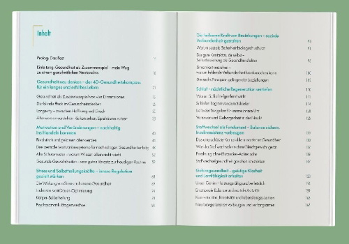 Buchcover und Innenansicht für das Buch: Endlich ganz gesund - dein Leben lang