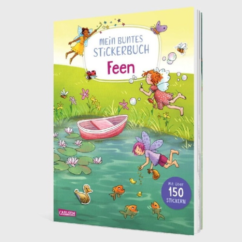 Buchcover und Innenansicht für das Buch: Mein buntes Stickerbuch: Feen