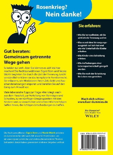 Buchcover und Innenansicht für das Buch: Scheidung für Dummies