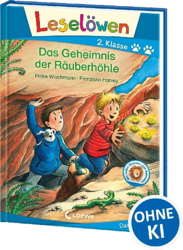 Buchcover und Innenansicht für das Buch: Leselöwen 2. Klasse - Das Geheimnis der Räuberhöhle