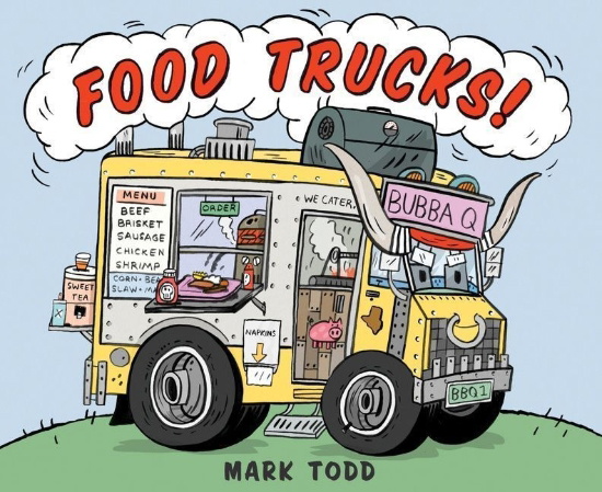 Buchcover und Innenansicht für das Buch: Food Trucks!
