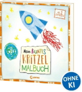 Buchcover und Innenansicht für das Buch: Mein buntes Kritzel-Malbuch (Rakete)