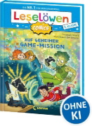 Buchcover und Innenansicht für das Buch: Leselöwen Comics 2. Klasse - Auf geheimer Game-Mission