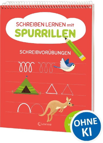 Buchcover und Innenansicht für das Buch: Schreiben lernen mit Spurrillen - Schreibvorübungen
