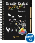 Buchcover und Innenansicht für das Buch: Kreativ-Kratzel Pocket Art: Gruselspaß