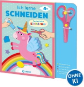 Buchcover und Innenansicht für das Buch: Ich lerne schneiden - Zauberhafte Einhörner