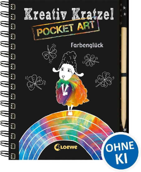 Buchcover und Innenansicht für das Buch: Kreativ-Kratzel Pocket Art: Farbenglück