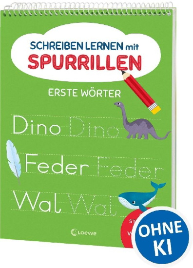 Buchcover und Innenansicht für das Buch: Schreiben lernen mit Spurrillen - Erste Wörter