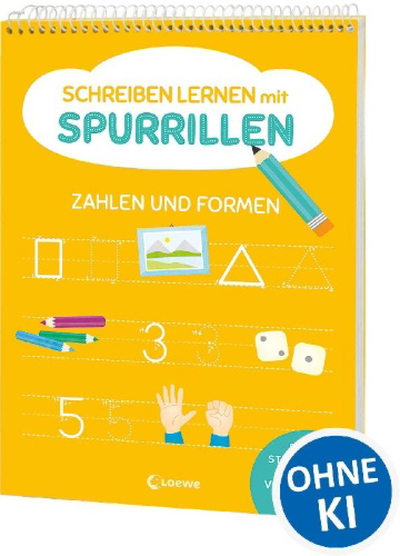 Buchcover und Innenansicht für das Buch: Schreiben lernen mit Spurrillen - Zahlen und Formen