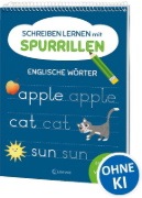 Buchcover und Innenansicht für das Buch: Schreiben lernen mit Spurrillen - Englische Wörter