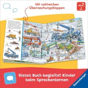 Buchcover und Innenansicht für das Buch: Mein Sachen suchen Wimmelbuch: Fahrzeuge im Einsatz