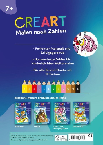 Buchcover und Innenansicht für das Buch: CreArt Malen nach Zahlen ab 7: Im Meer