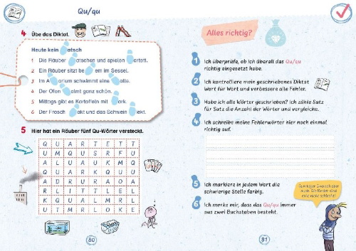 Buchcover und Innenansicht für das Buch: Räuberdiktate 2. Klasse