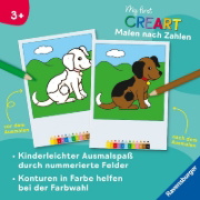 Buchcover und Innenansicht für das Buch: My first CreArt Malen nach Zahlen ab 3 - Tiere
