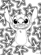 Buchcover und Innenansicht für das Buch: Disney Stitch: Malspaß mit 3D-Stickern