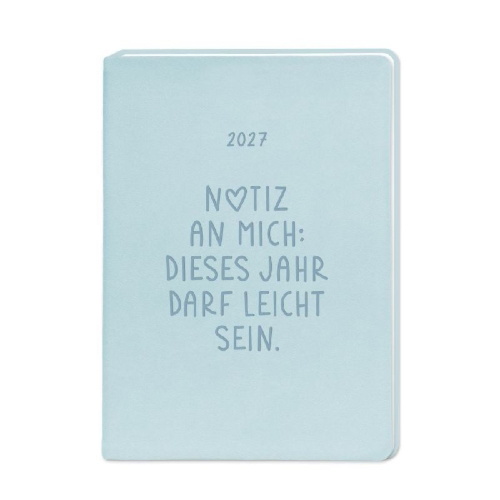 Buchcover und Innenansicht für das Buch: Terminplaner Lederlook 2027 Hellblau