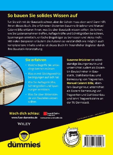 Buchcover und Innenansicht für das Buch: Baustatik für Dummies