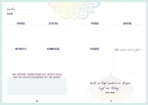 Buchcover und Innenansicht für das Buch: Colorful Mandala - Mein Bullet Journal