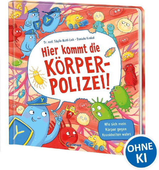 Buchcover und Innenansicht für das Buch: Hier kommt die Körperpolizei!