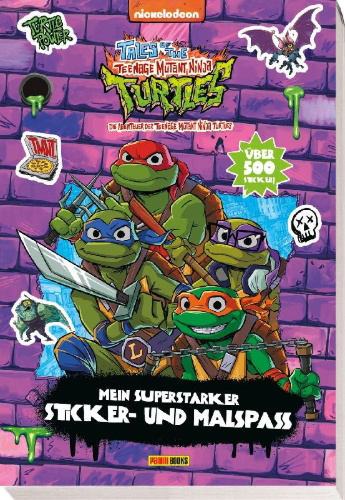 Buchcover und Innenansicht für das Buch: Tales of the Teenage Mutant Ninja Turtles: Mein superstarker Sticker- und Malspaß