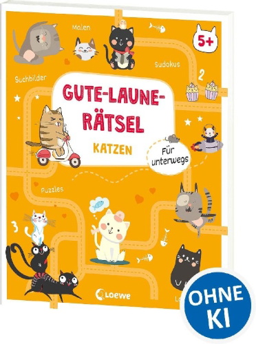 Buchcover und Innenansicht für das Buch: Mon cahier de jeux - Les chats (OT)