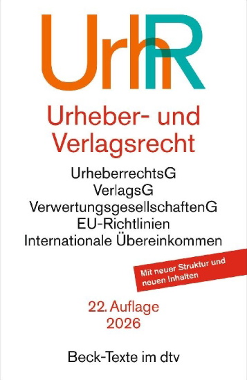 Buchcover und Innenansicht für das Buch: Urheber- und Verlagsrecht. UrhR