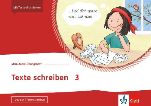 Buchcover und Innenansicht für das Buch: Mein Anoki-Übungsheft. Texte schreiben 3. Übungsheft Klasse 3
