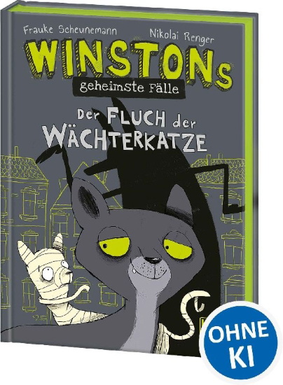 Buchcover und Innenansicht für das Buch: Winstons geheimste Fälle (Band 1) - Der Fluch der Wächterkatze