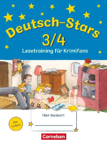 Buchcover und Innenansicht für das Buch: Deutsch-Stars 3/4. Lesetraining für Krimifans