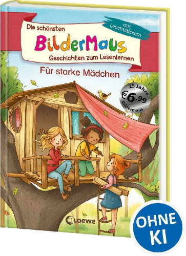 Buchcover und Innenansicht für das Buch: Die schönsten Bildermaus-Geschichten zum Lesenlernen für starke Mädchen