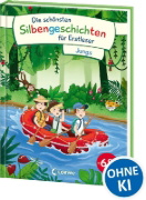 Buchcover und Innenansicht für das Buch: Die schönsten Silbengeschichten für Erstleser - Jungs