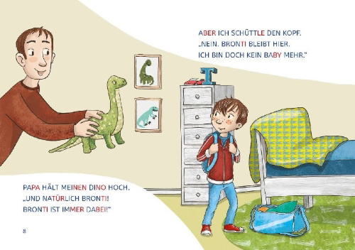 Buchcover und Innenansicht für das Buch: Leselöwen 1. Klasse - Toni übernachtet woanders (Großbuchstabenausgabe)