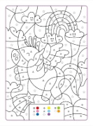 Buchcover und Innenansicht für das Buch: Mes Coloriages Magiques - Les Licornes