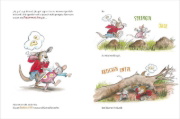 Buchcover und Innenansicht für das Buch: Konrad Känguru und Rita Rennmaus. Konrad hüpft zum Hauptgewinn
